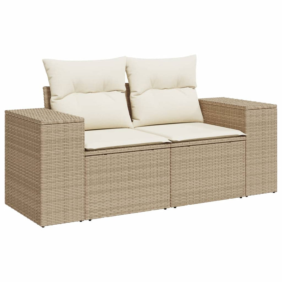 11-Delige Tuinset Met Kussens Poly Rattan Beige