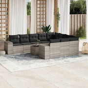 Loungeset 11-delig poly rattan lichtgrijs