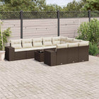 11-delige Loungeset met kussens poly rattan bruin