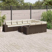 11-Piece Rattan Lounge Set with Cushions Brown