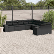 Loungeset 10-delig poly rattan zwart