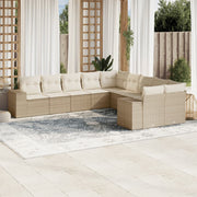 Loungeset 10-delig poly rattan beige