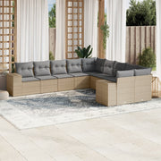 Loungeset 10-delig poly rattan beige
