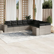 Loungeset 10-delig poly rattan lichtgrijs