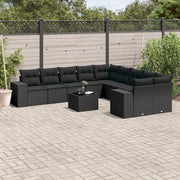Loungeset 11-delig poly rattan zwart