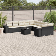 Loungeset 11-delig poly rattan zwart