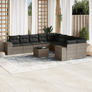 Loungeset 11-delig poly rattan grijs