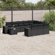 Loungeset 11-delig poly rattan zwart