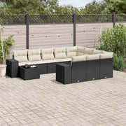 Loungeset 11-delig poly rattan zwart