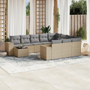 Tuinset 11-delig poly rattan beige met kussens