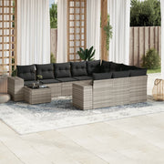 Loungeset 11-delig poly rattan lichtgrijs