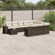 Loungeset poly rattan bruin 11-delig