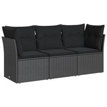 3-Delige Loungeset Met Kussens Poly Rattan Zwart