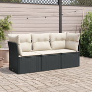 Loungeset 3-delig poly rattan zwart