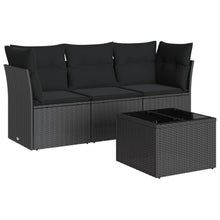4-Delige Loungeset Met Kussens Poly Rattan Zwart