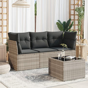 Loungeset 4-delig poly rattan lichtgrijs