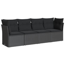 4-Delige Loungeset Met Kussens Poly Rattan Zwart