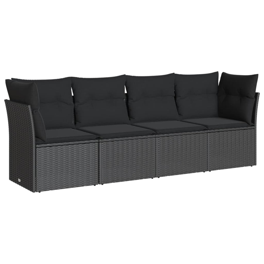 4-Delige Loungeset Met Kussens Poly Rattan Zwart