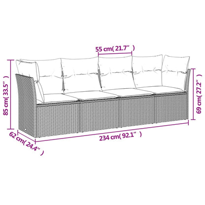 4-Delige Loungeset Met Kussens Poly Rattan Beige beige and cream Zonder tafel