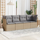 4-Delige Loungeset Met Kussens Poly Rattan Beige en grijs Zonder tafel