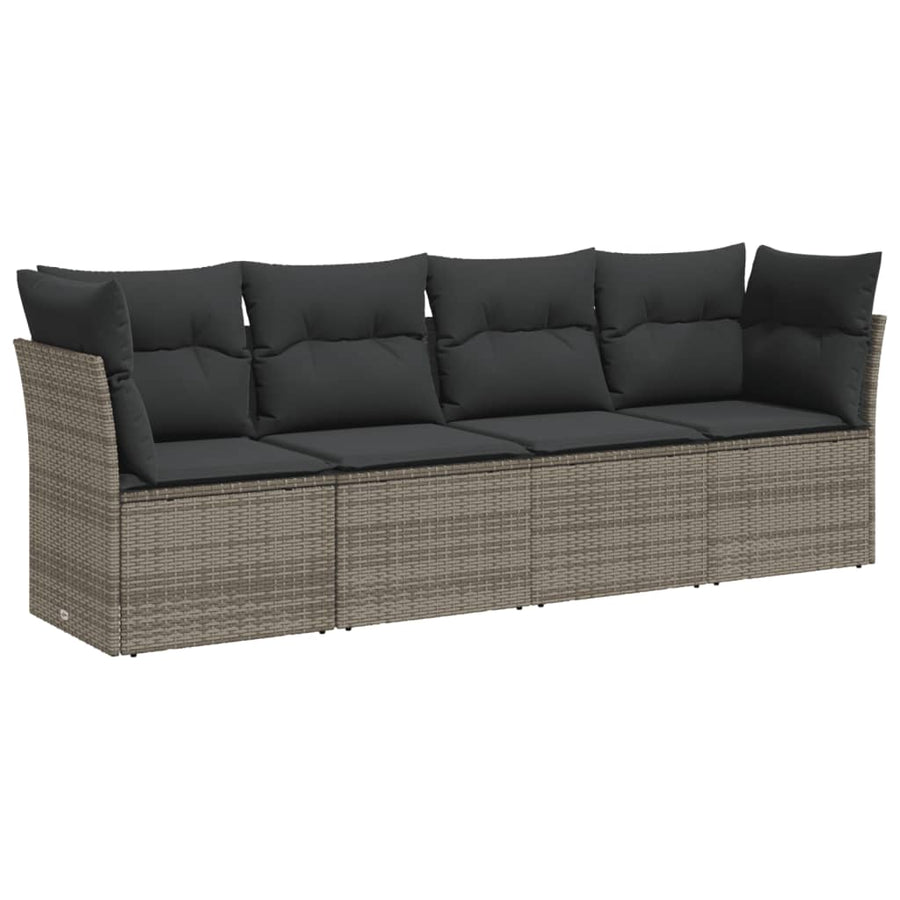 4-Delige Loungeset Met Kussens Poly Rattan Grijs