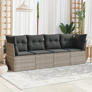 Loungeset 4-delig poly rattan lichtgrijs