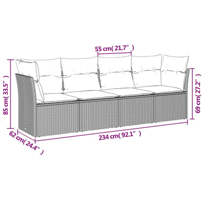 4-Delige Loungeset Met Kussens Poly Rattan Bruin