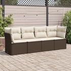 4-Delige Loungeset Met Kussens Poly Rattan Bruin