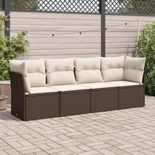 4-Delige Loungeset Met Kussens Poly Rattan Bruin