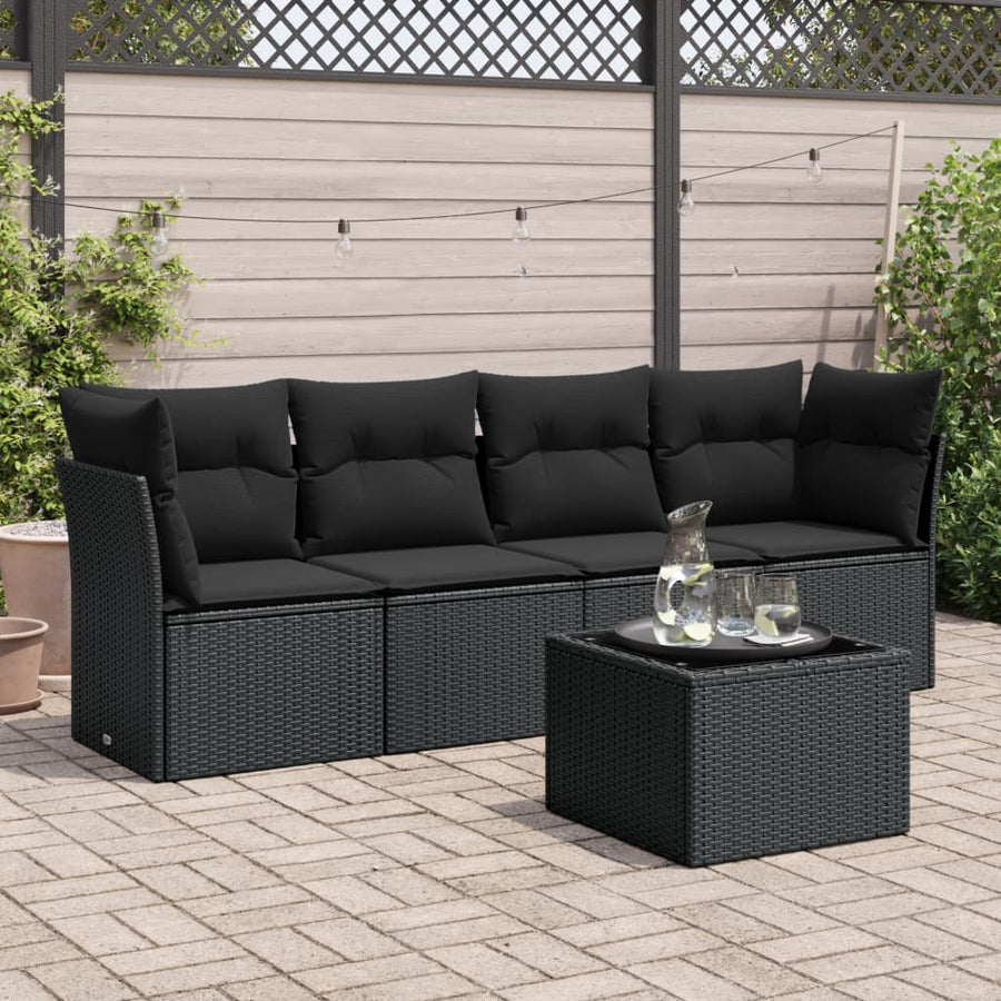 10-Delige Loungeset Met Kussens Poly Rattan Beige Blauw