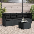 5-Delige Loungeset Met Kussens Poly Rattan Zwart Met tafel