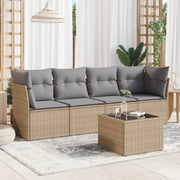 Loungeset 5-delig poly rattan beige