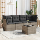 5-Delige Loungeset Met Kussens Poly Rattan Grijs Met tafel