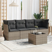 Loungeset 5-delig poly rattan grijs