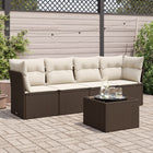 Loungeset poly rattan bruin 5-delig