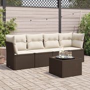 Loungeset poly rattan bruin 5-delig