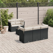 Loungeset 6-delig poly rattan zwart