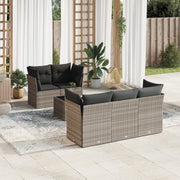 Loungeset 6-delig poly rattan lichtgrijs