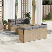 Loungeset 7-delig poly rattan beige