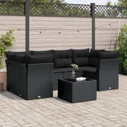 Loungeset 7-delig poly rattan zwart