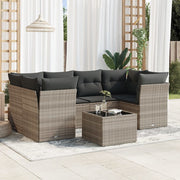 Loungeset 7-delig poly rattan lichtgrijs