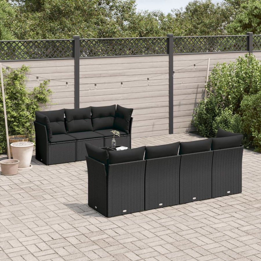 10-Delige Loungeset Met Kussens Poly Rattan Beige Blauw