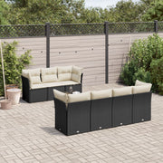 8-piece Lounge Set with Cushions Polyrattan Black