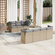 Loungeset 8-delig poly rattan beige