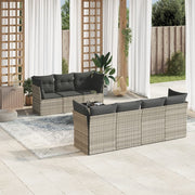 Loungeset 8-delig poly rattan lichtgrijs