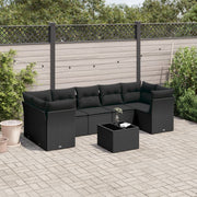 Loungeset 8-delig poly rattan zwart
