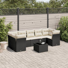 8-Delige Loungeset Met Kussens Poly Rattan Zwart