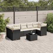 Loungeset 8-delig poly rattan zwart