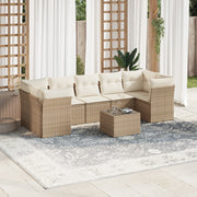Loungeset 8-delig poly rattan beige