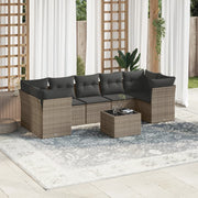 Loungeset 8-delig poly rattan grijs